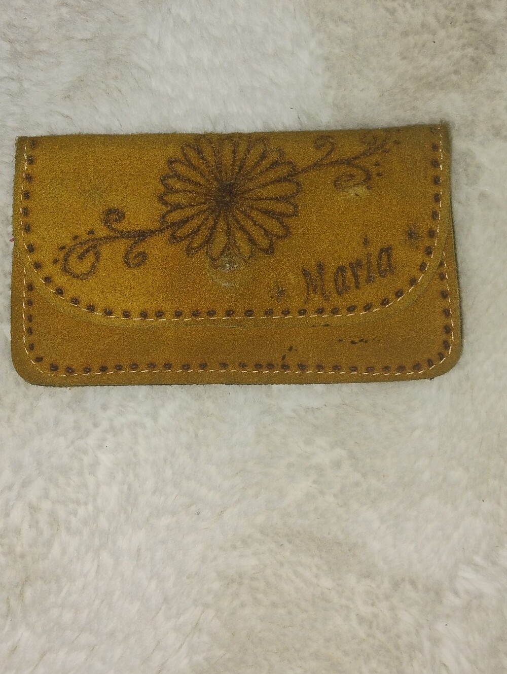 Daisy Embossed Leather Wallet - Tan